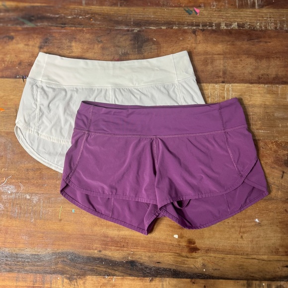 Lululemon Run Speed Shorts Bundle Size 6 | White + Purple | 4-Way Stretch - Picture 1 of 7